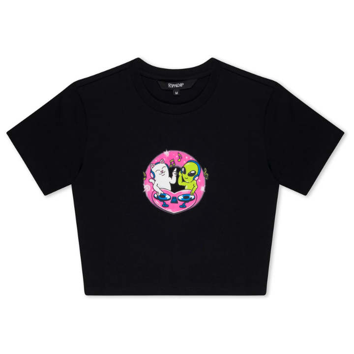 GIRLS CROP LOVE IS RIPNDIP - BLK